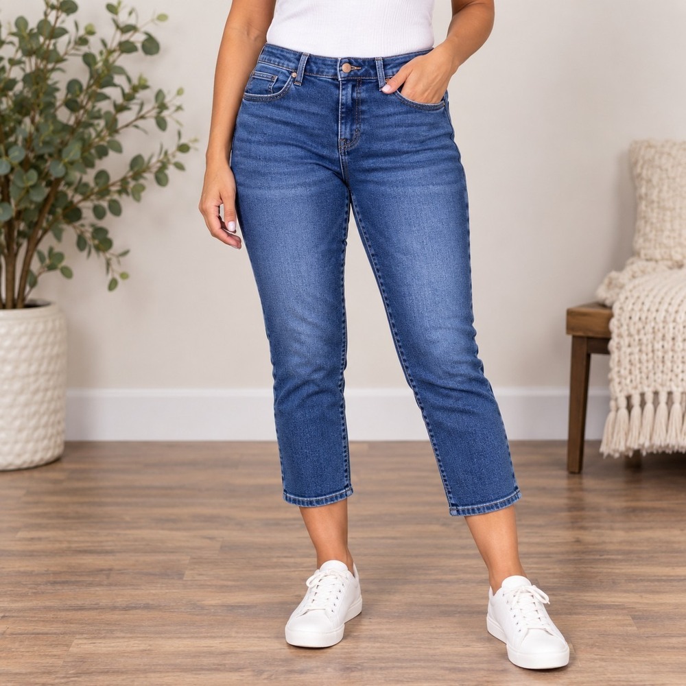 Talbots Everyday Relaxed Capri Jeans Women's 8P Small Coastal Preppy Momcore
